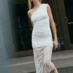 Martine Lace Gathered One-Shoulder Maxi Dress Thumbnail 1