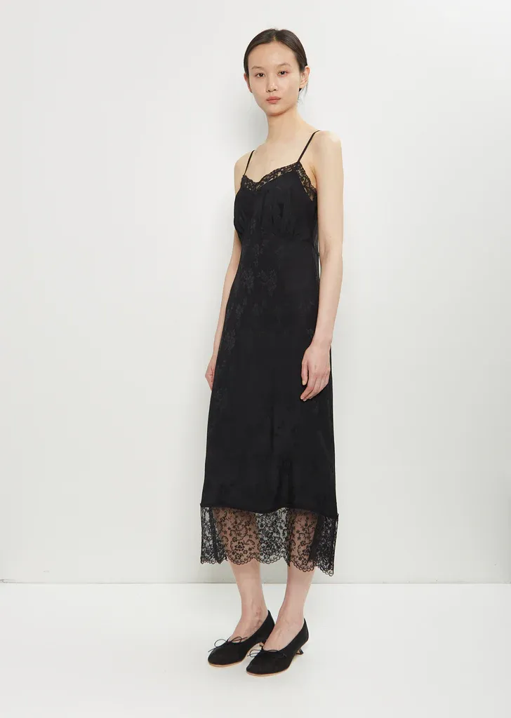 Brocade Lace Trim Slip Dress Full Size Image 4