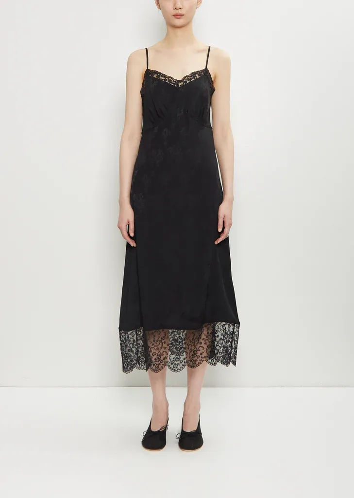 Brocade Lace Trim Slip Dress Full Size Image 1
