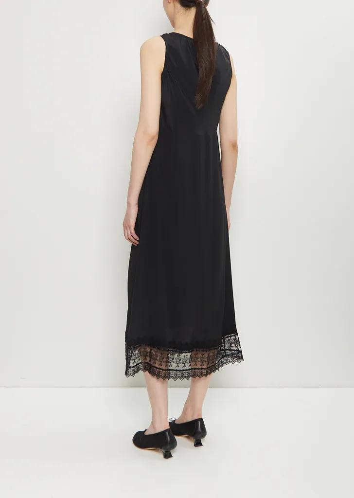 Satin Lace Trim Slip Dress Full Size Image 2