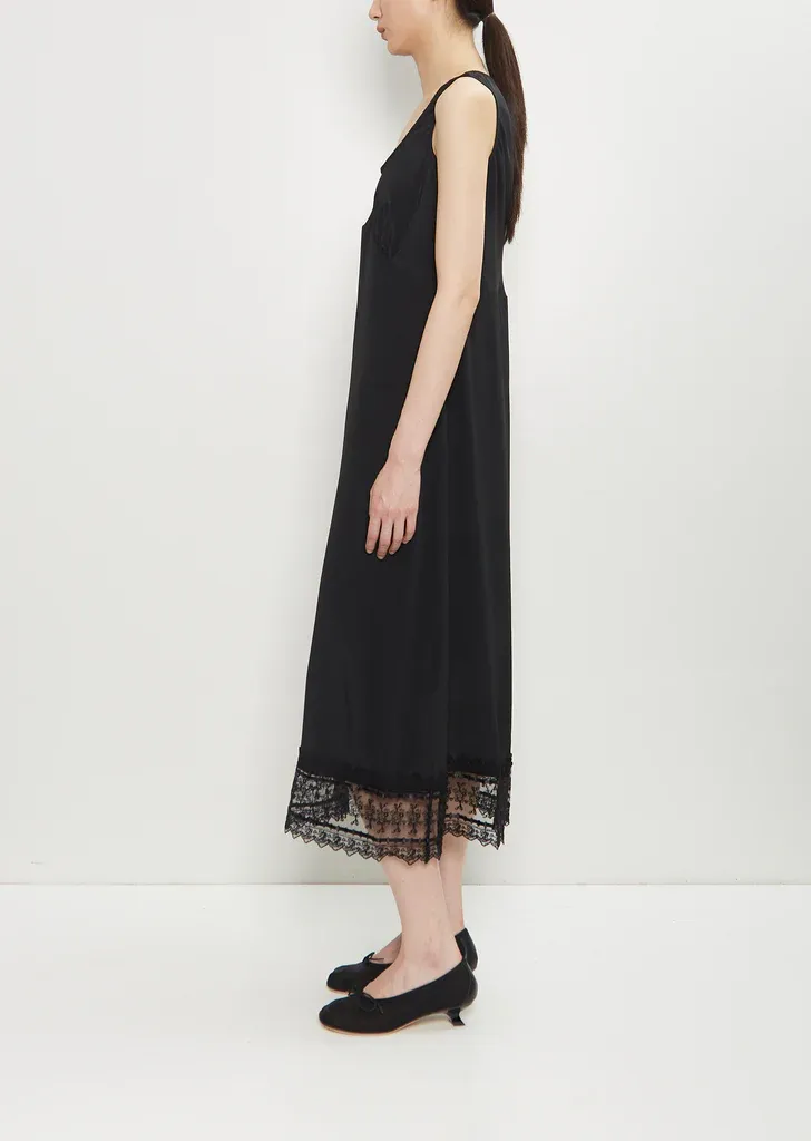 Satin Lace Trim Slip Dress Full Size Image 3