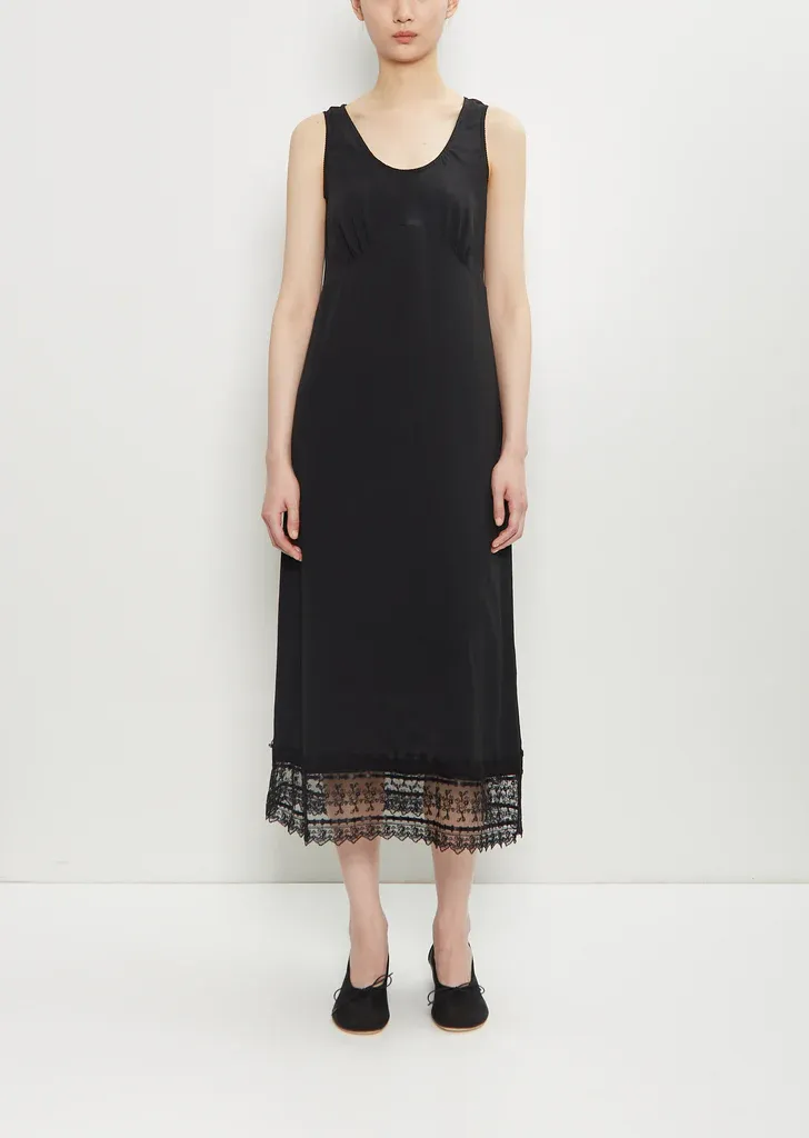 Satin Lace Trim Slip Dress Full Size Image 1