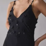 Forget Me Not Beaded Floral Appliqué Asymmetric Midi Dress Thumbnail 4