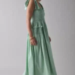 Grassland Bow-Tie Strap Shirred Midi Dress Thumbnail 3