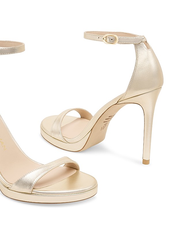 Nudist 100mm Metallic Leather Platform Sandals Full Size Image 4