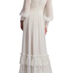 Ruffle Pleated Long Sleeve Chiffon Gown Thumbnail 5