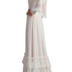 Ruffle Pleated Long Sleeve Chiffon Gown Thumbnail 2