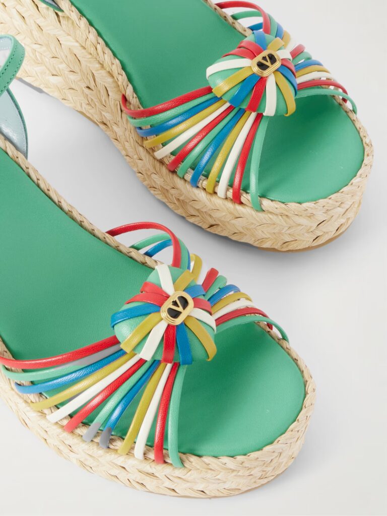 Leather-Trimmed Wedge Espadrilles Full Size Image 4