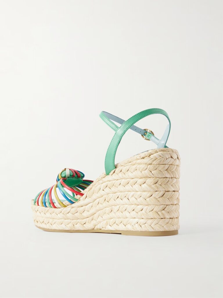 Leather-Trimmed Wedge Espadrilles Full Size Image 2