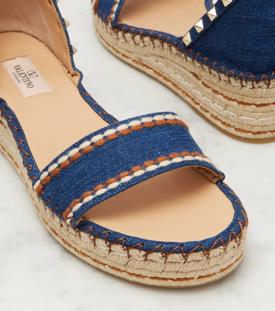 Rockstud Double Denim Espadrille Sandals Full Size Image 2