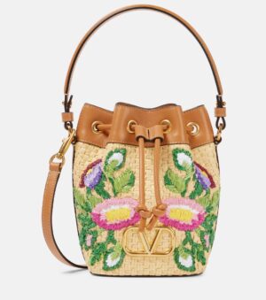VALENTINO GARAVANI Floral Embroidered Bucket Bag