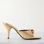 Opera Embellished Metallic Textured-Leather Mules Thumbnail 1