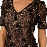 Beaded Lace Sheath Cocktail Dress Thumbnail 3