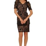 Beaded Lace Sheath Cocktail Dress Thumbnail 5