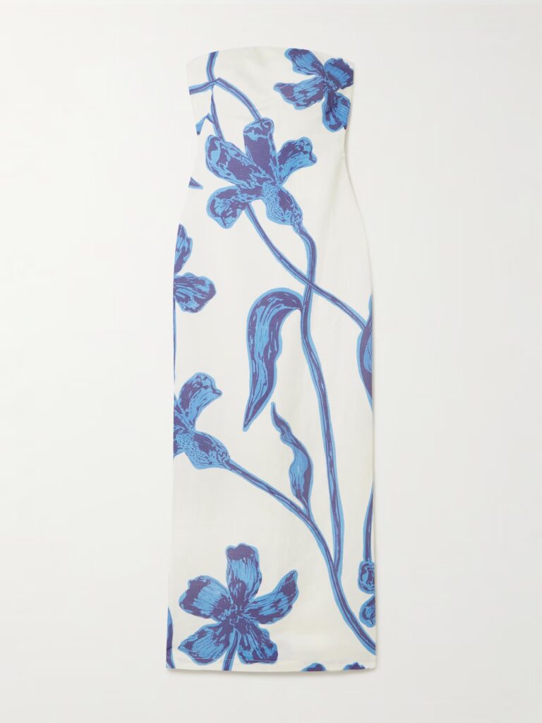 Nosso Amor Strapless Floral-Print Linen Maxi Dress Full Size Image 4