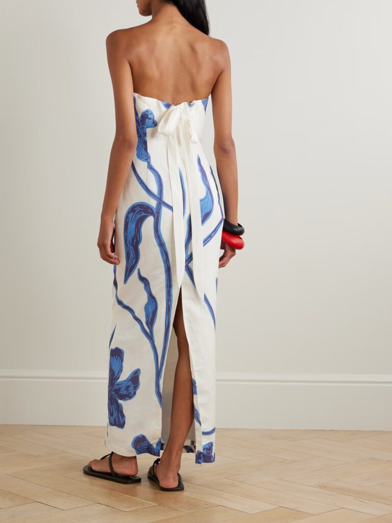 Nosso Amor Strapless Floral-Print Linen Maxi Dress Full Size Image 2