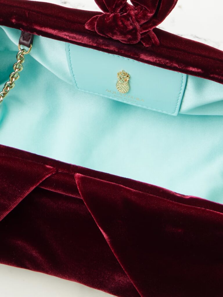 Bow Tie Pleated Velvet Clutch Full Size Image 2