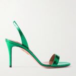 So Nude 85 Metallic Snake-effect Leather Slingback Sandals Thumbnail 1