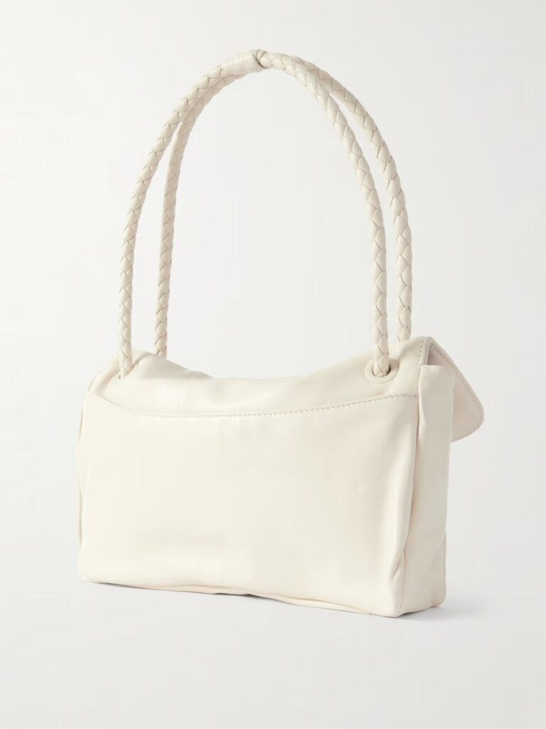 Embellished Intrecciato-Trimmed Leather Shoulder Bag Full Size Image 2
