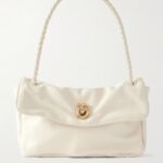Embellished Intrecciato-Trimmed Leather Shoulder Bag Thumbnail 1