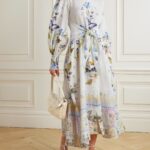 Belted Embellished Floral-Print Linen Midi Shirt Dress Thumbnail 1