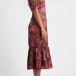 Twist Front Puff Sleeve Satin Midi Dress Thumbnail 3