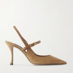 Leather-Trimmed Suede Slingback Pumps Thumbnail 1