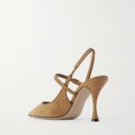 Leather-Trimmed Suede Slingback Pumps Thumbnail 4