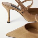 Leather-Trimmed Suede Slingback Pumps Thumbnail 3