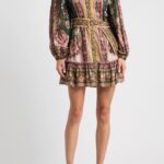 Flowering Garden Tree Long Sleeve Cotton Blend Minidress Thumbnail 1
