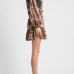 Flowering Garden Tree Long Sleeve Cotton Blend Minidress Thumbnail 4