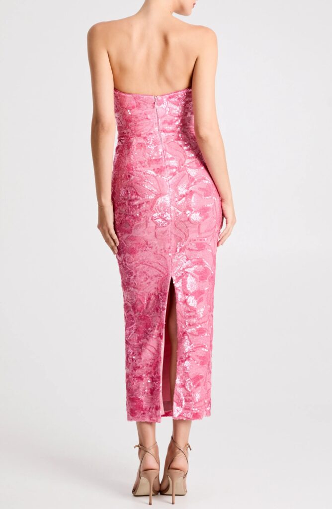 Leslie Pattern Sequin Strapless Gown Full Size Image 3