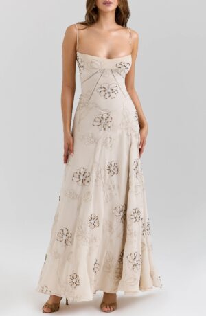 HOUSE OF CB Seren Embellished Georgette Gown