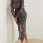 Gloya Tie-Neck Asymmetric Checked Silk-Crepon Shirt Dress Thumbnail 4