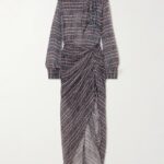 Gloya Tie-Neck Asymmetric Checked Silk-Crepon Shirt Dress Thumbnail 3