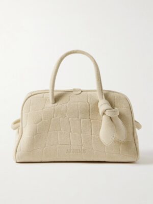 JACQUEMUS The Turismo Small Croc-Effect Suede Tote