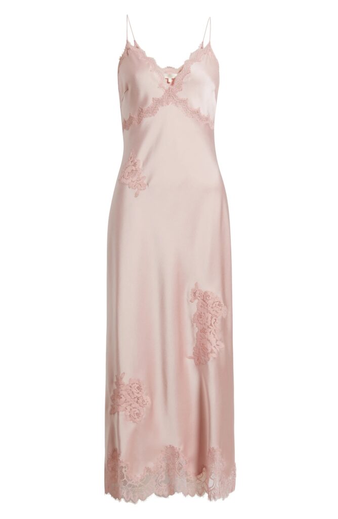 Sorone Lace Trim Satin Maxi Slipdress Full Size Image 5