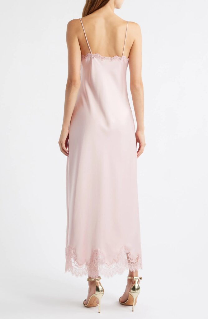 Sorone Lace Trim Satin Maxi Slipdress Full Size Image 4
