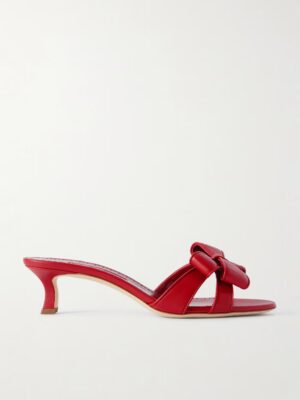 MANOLO BLAHNIK Cafredda 50 Bow-Embellished Leather Sandals