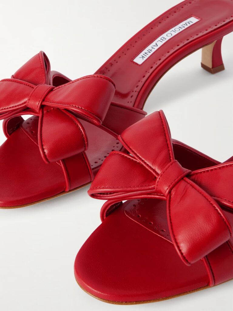 Cafredda 50 Bow-Embellished Leather Sandals Full Size Image 3