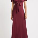 Puff Sleeve Lace Trim Maxi Dress Thumbnail 1