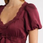 Puff Sleeve Lace Trim Maxi Dress Thumbnail 4