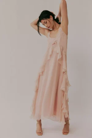 NIGEL PRESTON Floating Angel Chiffon Maxi Dress