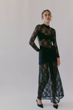 NIGHTCAP Drop Waist Lace Maxi Dress