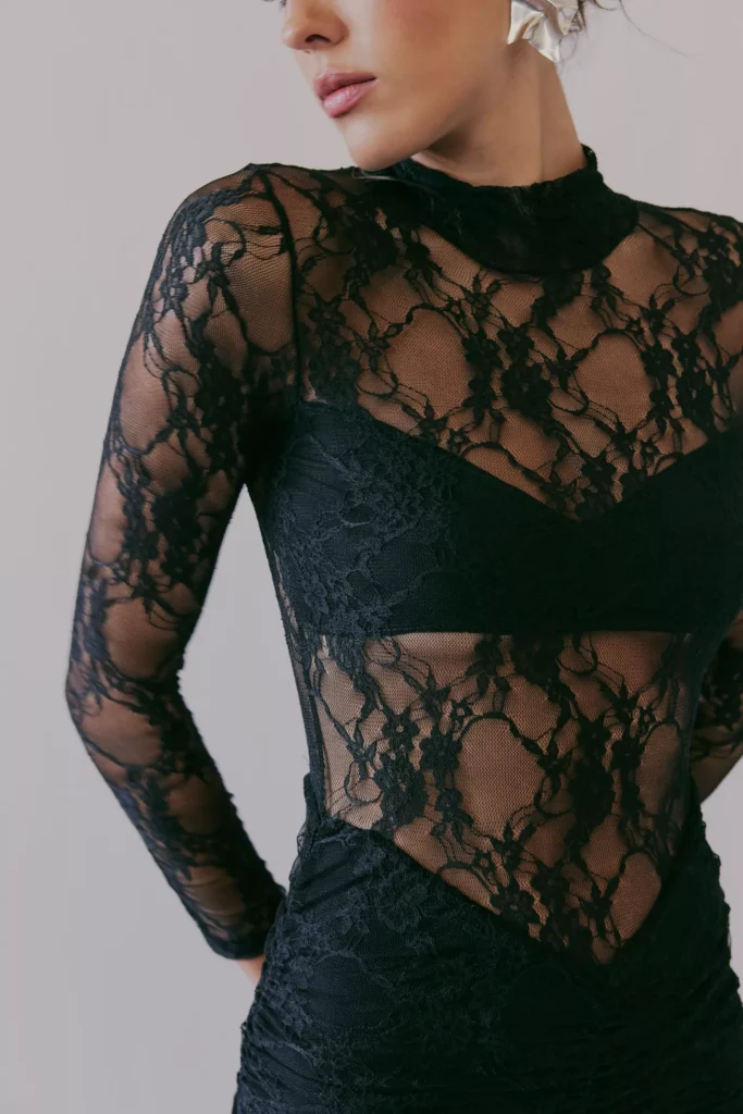 Drop Waist Lace Maxi Dress Full Size Image 3