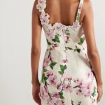 Appliquéd Floral-Print Cotton-Blend Bouclé Mini Dress Thumbnail 4
