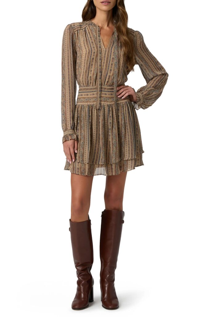 Nantes Mixed Print Long Sleeve Silk Chiffon Dress Full Size Image 3