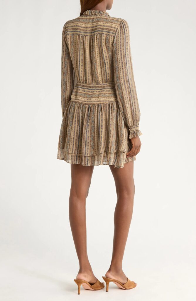 Nantes Mixed Print Long Sleeve Silk Chiffon Dress Full Size Image 2