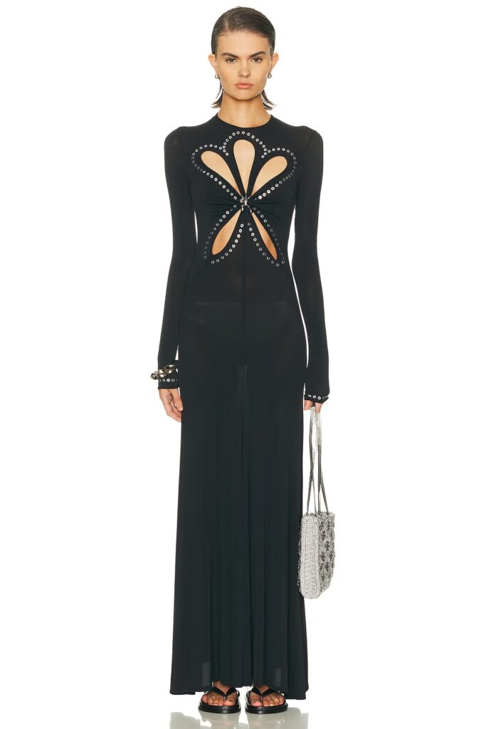 Flower Cut Out Long Dress Full Size Image 1
