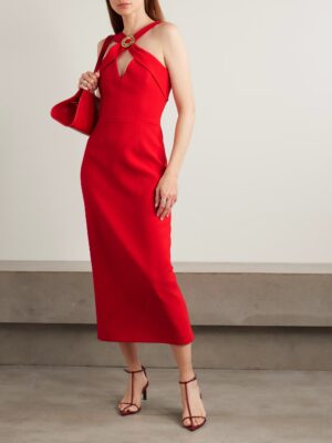 REBECCA VALLANCE Cameron Embellished Crepe Midi Dress